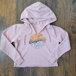 Techstyles Cropped Hooded Sweatshirt California Logo Blush size small